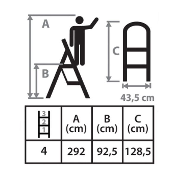 Scara otel, 4 trepte, max 150 kg, 0.92 m, Strend Pro