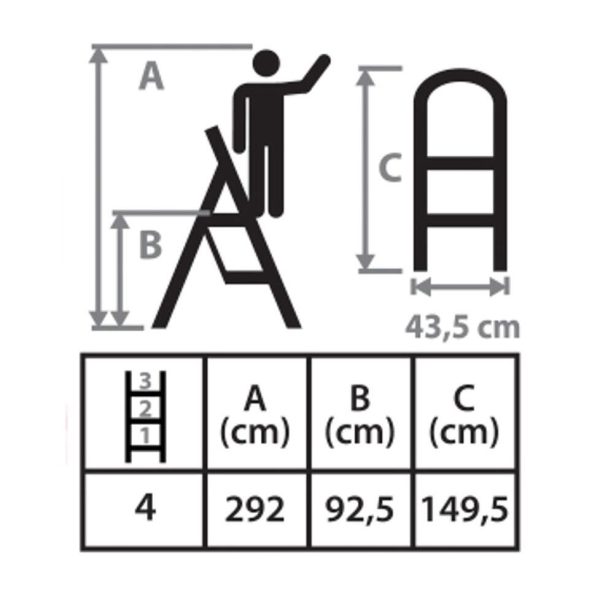 Scara otel, 4 trepte, max 150 kg, 0.93 m, Strend Pro