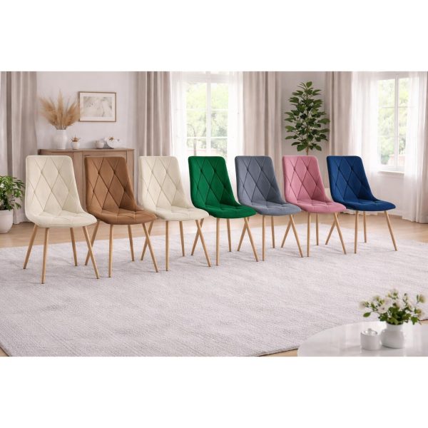 Scaun bucatarie/living, Artool, Libra, catifea bleumarin, picioare metal natur, 45x54x86.5 cm