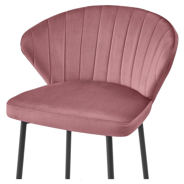 Scaun de bucatarie/bar, Artool, Gatta, catifea roz, picioare metal negru, 55x49x90.5 cm