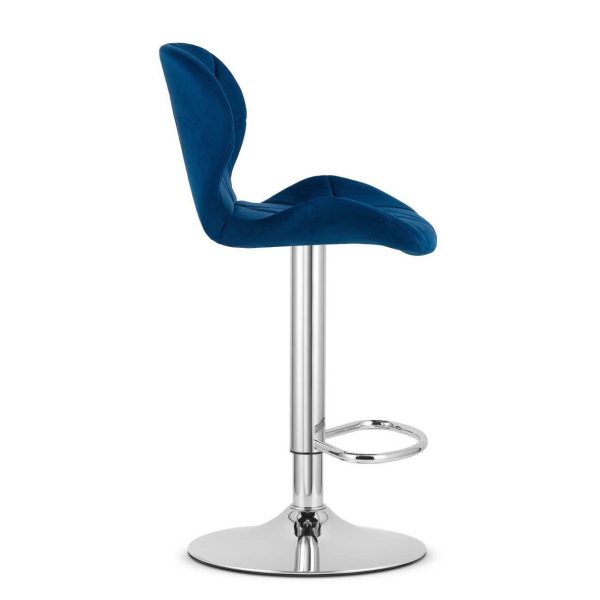 Scaun de bucatarie/bar, Artool, West, rotativ, catifea, bleumarin si argintiu, 46x48.5x90-111 cm