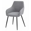 Scaun stil fotoliu bucatarie/living, Artool, Beni, stofa gri deschis, picioare metal negru,  57x59x85 cm