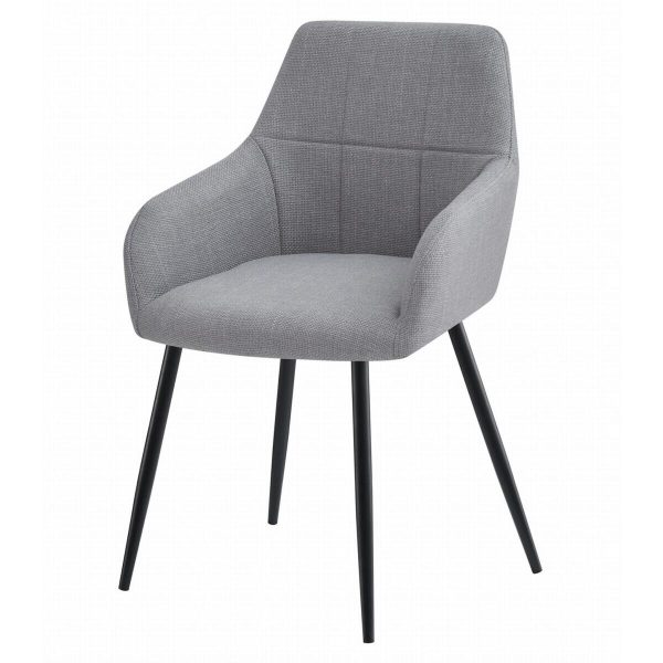 Scaun stil fotoliu bucatarie/living, Artool, Beni, stofa gri deschis, picioare metal negru,  57x59x85 cm