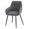 Scaun stil fotoliu bucatarie/living, Artool, Beni, stofa gri inchis, picioare metal negru, 57x59x85 cm