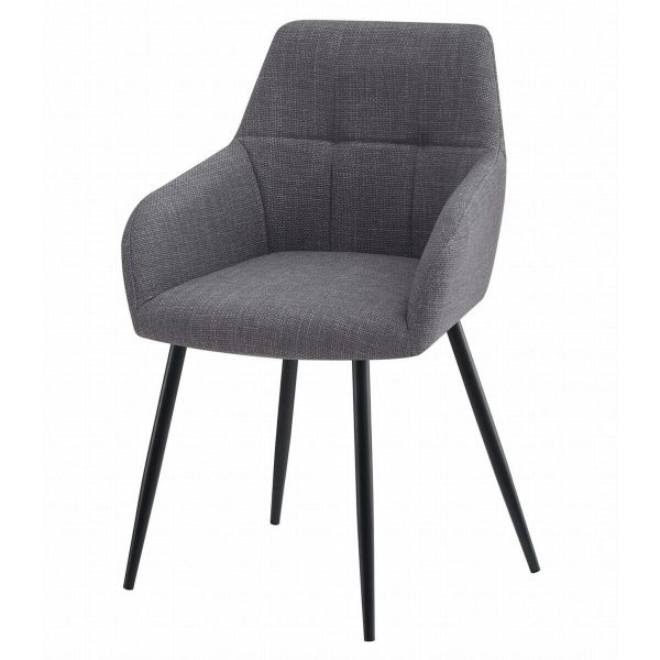 Scaun stil fotoliu bucatarie/living, Artool, Beni, stofa gri inchis, picioare metal negru, 57x59x85 cm