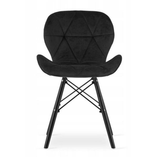 Scaun stil scandinav, Artool, Lago Velvet, catifea neagra, picioare lemn negru, 47x36x73.5 cm