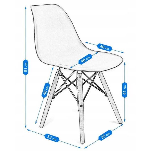 Scaun stil scandinav, Jumi, Eva, PP, lemn, roz, 46x52x81 cm