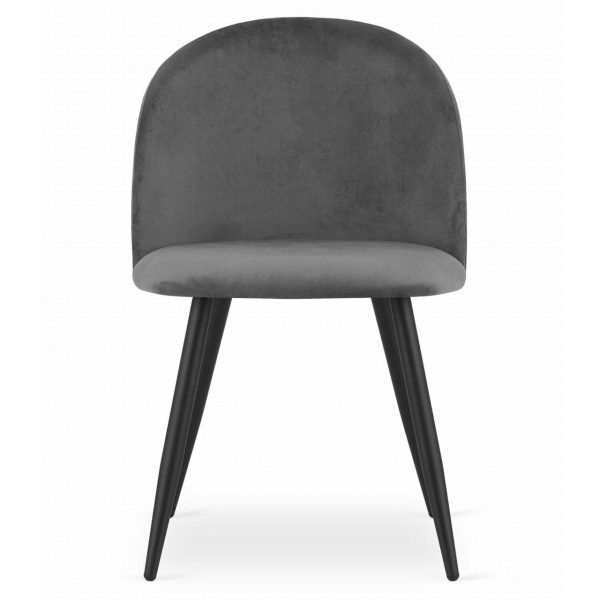 Scaun bucatarie/living, Artool, Bello, catifea gri, picioare metal negru, 46x42.5x76.5 cm