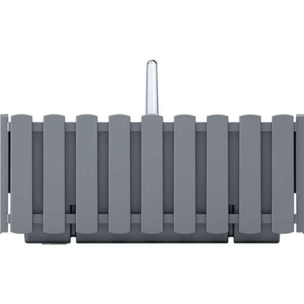 Set 2 jardiniere decorative cu suport metalic, sistem irigare,​​​​​​​ gri, 38x18x16.2 cm, Boardee Fencycase W