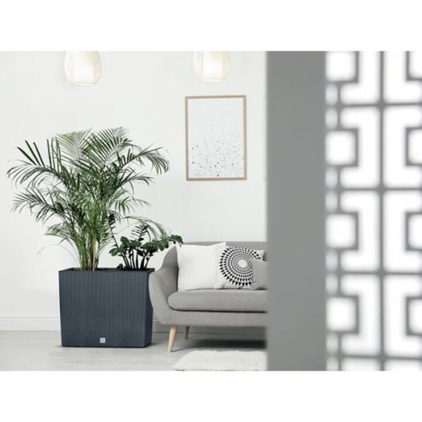 Set 2 jardiniere decorative, imitatie ratan, antracit, 58x18x49.8 cm, Rato Case