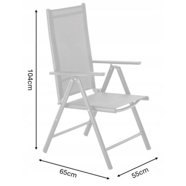 Scaun pentru gradina, pliabil, aluminiu, gri, 65x55x104, Chomik