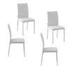 Set 4 scaune bucatarie/living, Ethel, piele ecologica alba, picioare metal alb, 41x50x91 cm