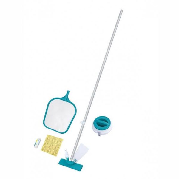 Set curatare si intretinere piscina, minciog cu maner, aspirator, filtru, dozator, 9 plasturi, Bestway FlowClear