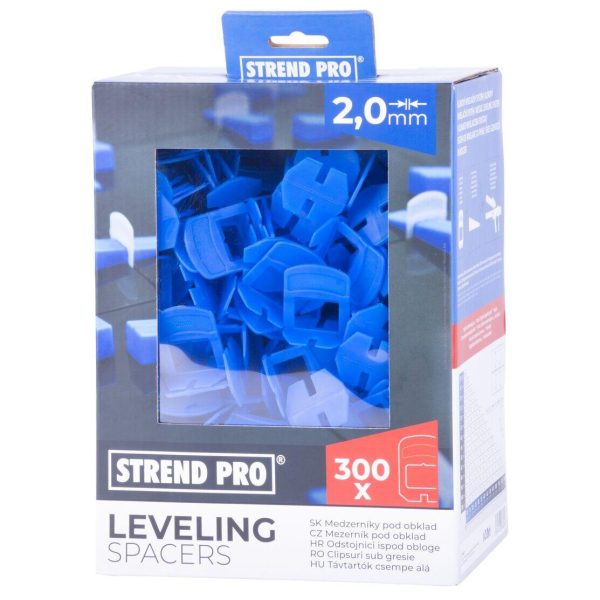 Distantiere pentru nivelare si aliniere a placilor ceramice, 300 buc, 2 mm, cutie carton, Strend Pro