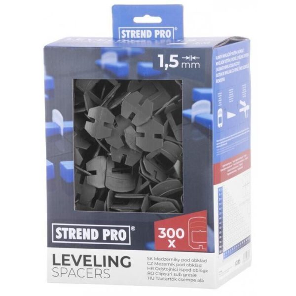 Set distantiere pentru nivelare si aliniere a placilor ceramice, 300 buc, 1.5 mm, cutie carton, Strend Pro