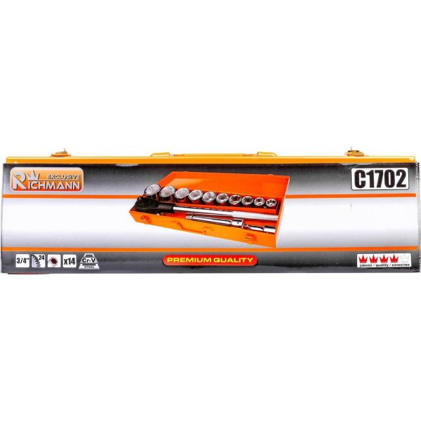 Set/trusa chei tubulare, 3/4", 14 piese, 22-50 mm, Richmann Exclusive