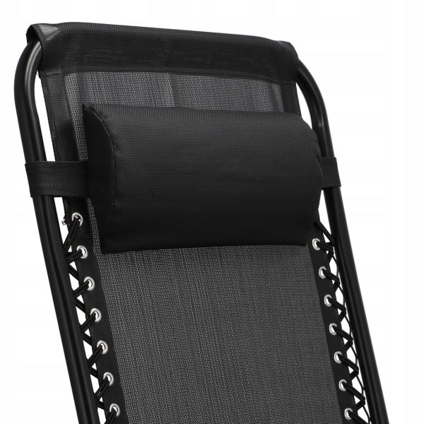 Sezlong pentru gradina, metalic, pliabil, negru, max 120 kg, 188x64x107 cm, Jumi