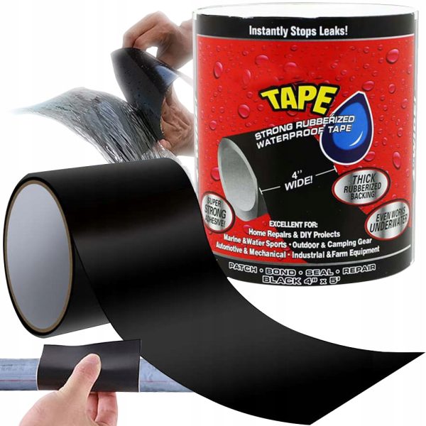 Banda Super Adeziva tip "FLEX TAPE" pentru repararea scurgerilor, rezistenta la apa, culoare neagra, dimensiune 150 x 10cm