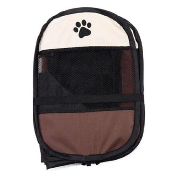 Tarc pentru animale de companie, Artool, textil, pliabil, acoperis detasabil, maro si bej, 74x74x43 cm