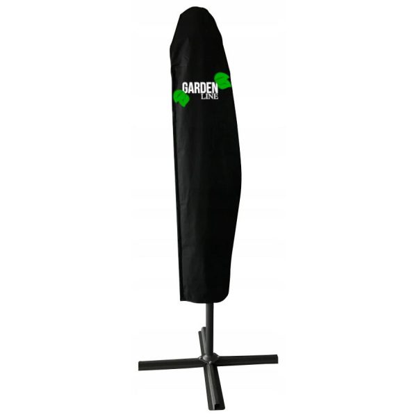 Umbrela gradina/terasa cu LED, Chomik, cu manivela, articulatie tip banana, bej, 300 cm