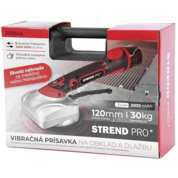 Vibrator pentru gresie si faianta, cu acumulator 2.2 Ah, incarcator 12V, 120 W, cu ventuza, max 30 kg, Strend Pro