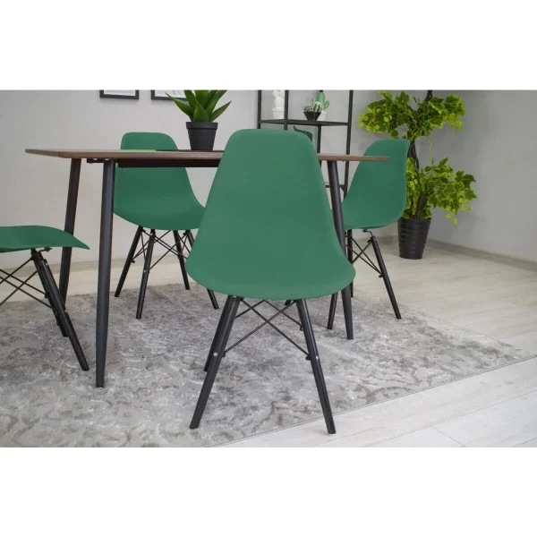 Scaun stil scandinav, Artool, Osaka, PP verde, picioare lemn negru, 46x54x81 cm