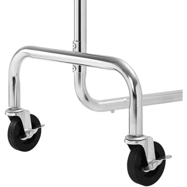 Suport mobil cu roti pentru haine, Songmics, reglabil, metal, argintiu, max 130 kg, 110x55x160 cm