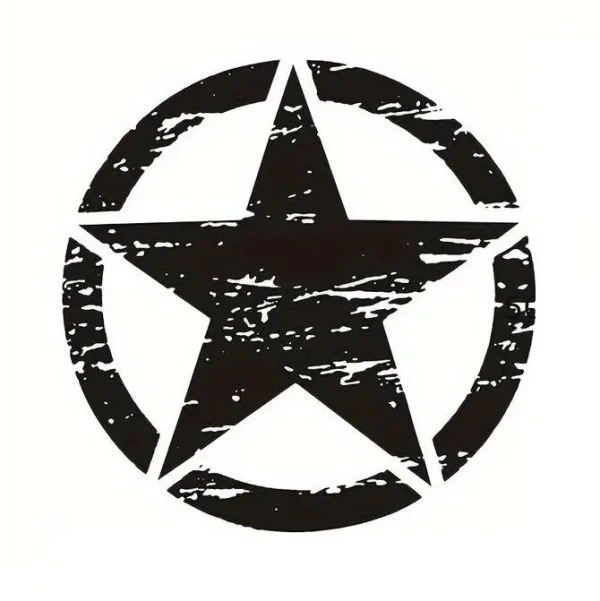 Sticker autoadeziv pentru vehicule Off Road, model "Rusted Army Star", dimensiune 50 x 50 cm, culoare Neagra