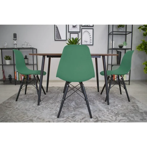 Scaun stil scandinav, Artool, Osaka, PP verde, picioare lemn negru, 46x54x81 cm