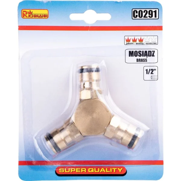 Adaptor, cuplaj rapid, 3 directii, alama, 1/2", Richmann