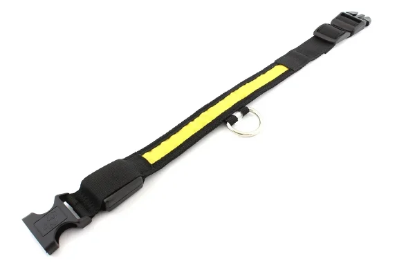 Zgarda iluminata cu LED pentru caine sau pisica, culoare Galben, AVX-AG232B