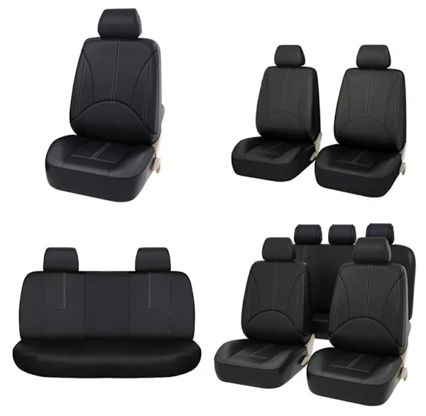 Set 11 huse scaun auto UNIVERSALE din piele ecologica NEGRU AG338E