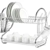Uscator de vase din otel cu doua niveluri, cu tava din plastic, AVX-AG373
