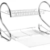Uscator de vase din otel cu doua niveluri, cu tava din plastic, AVX-AG373