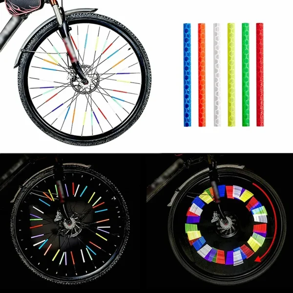 Set 12 ornamente din material reflectorizant pentru spite bicicleta, culoare galben