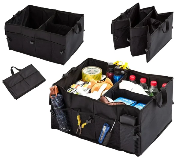 Organizator portbagaj auto cu 9 buzunare, 55 x 38 x 26cm, culoare neagra