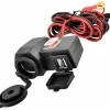 Priza de bricheta suplimentara, waterproof, 12V, 10A, cu 2 porturi incarcare USB, 5V, 2,1A, cu destinatie Moto, ATV, SSV, Quad, Off-Road