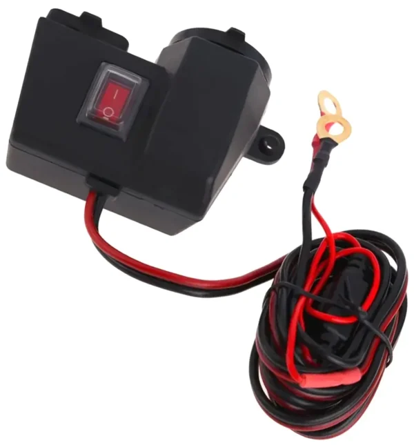 Priza de bricheta suplimentara, waterproof, 12V, 10A, cu 2 porturi incarcare USB, 5V, 2,1A, cu destinatie Moto, ATV, SSV, Quad, Off-Road