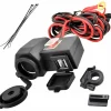 Priza de bricheta suplimentara, waterproof, 12V, 10A, cu 2 porturi incarcare USB, 5V, 2,1A, cu destinatie Moto, ATV, SSV, Quad, Off-Road