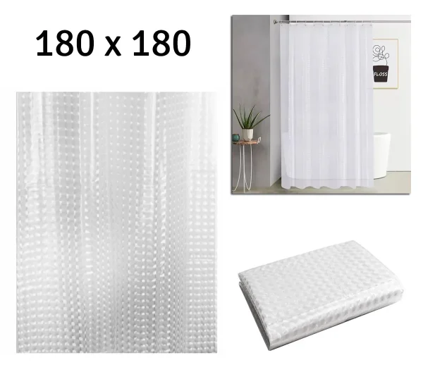 Perdea de dus semitransparenta din PEVA, dimensiune 180 x 180 cm