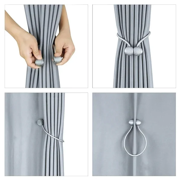 Bratara magnetica de prindere perdele/draperii, model BEIGE BALLS
