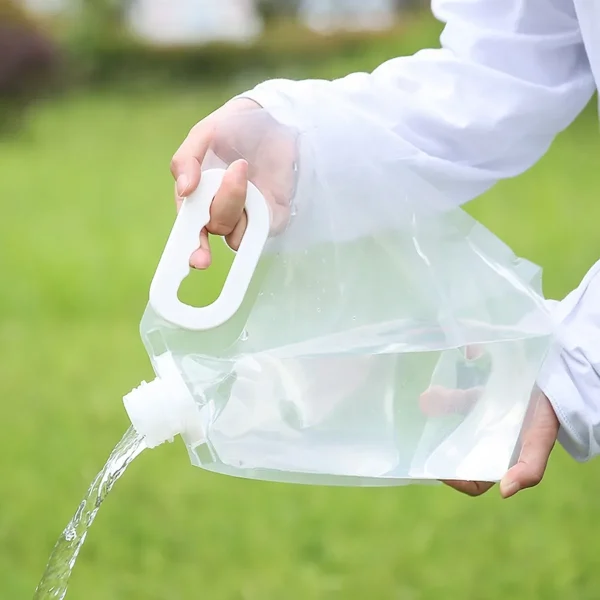 Canistra 10l reutilizabila, pliabila, etansa, transparenta, pentru apa potabila necesara in calatorii, camping, off-road, ATV