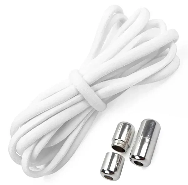 Sireturi elastice SMART pentru incaltaminte cu clema metalica, culoare alba