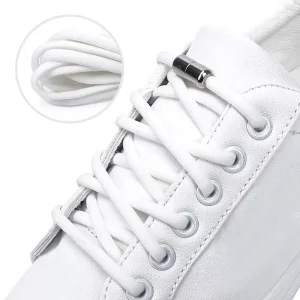 Sireturi elastice SMART pentru incaltaminte cu clema metalica, culoare alba
