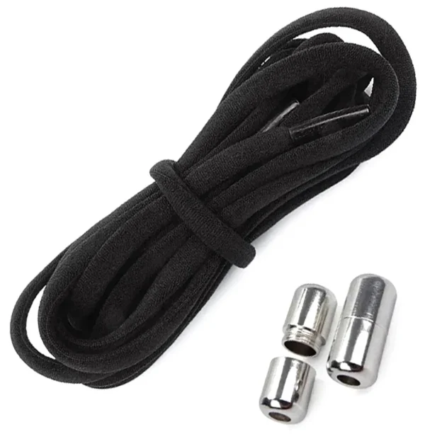 Sireturi elastice SMART pentru incaltaminte cu clema metalica, culoare neagra