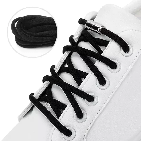 Sireturi elastice SMART pentru incaltaminte cu clema metalica, culoare neagra