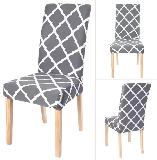 Husa universala pentru scaune clasice, model ROMB, culoare GRI + ALB