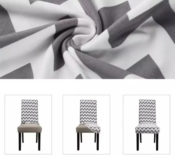 Husa universala pentru scaune clasice, model WAVE, culoare GRI + ALB