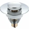 Dop scurgere chiuveta, universal, deschidere cu click, material oțel, diametru exterior 62 mm, culoare Argintiu