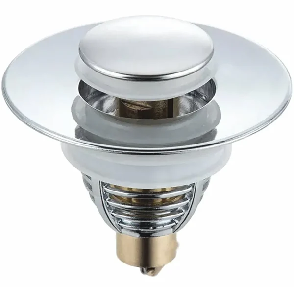 Dop scurgere chiuveta, universal, deschidere cu click, material oțel, diametru exterior 62 mm, culoare Argintiu